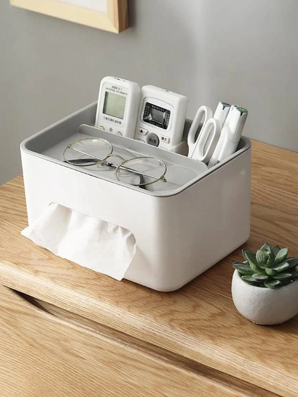1pc- Gray Multifunctional Tissue Storage Box