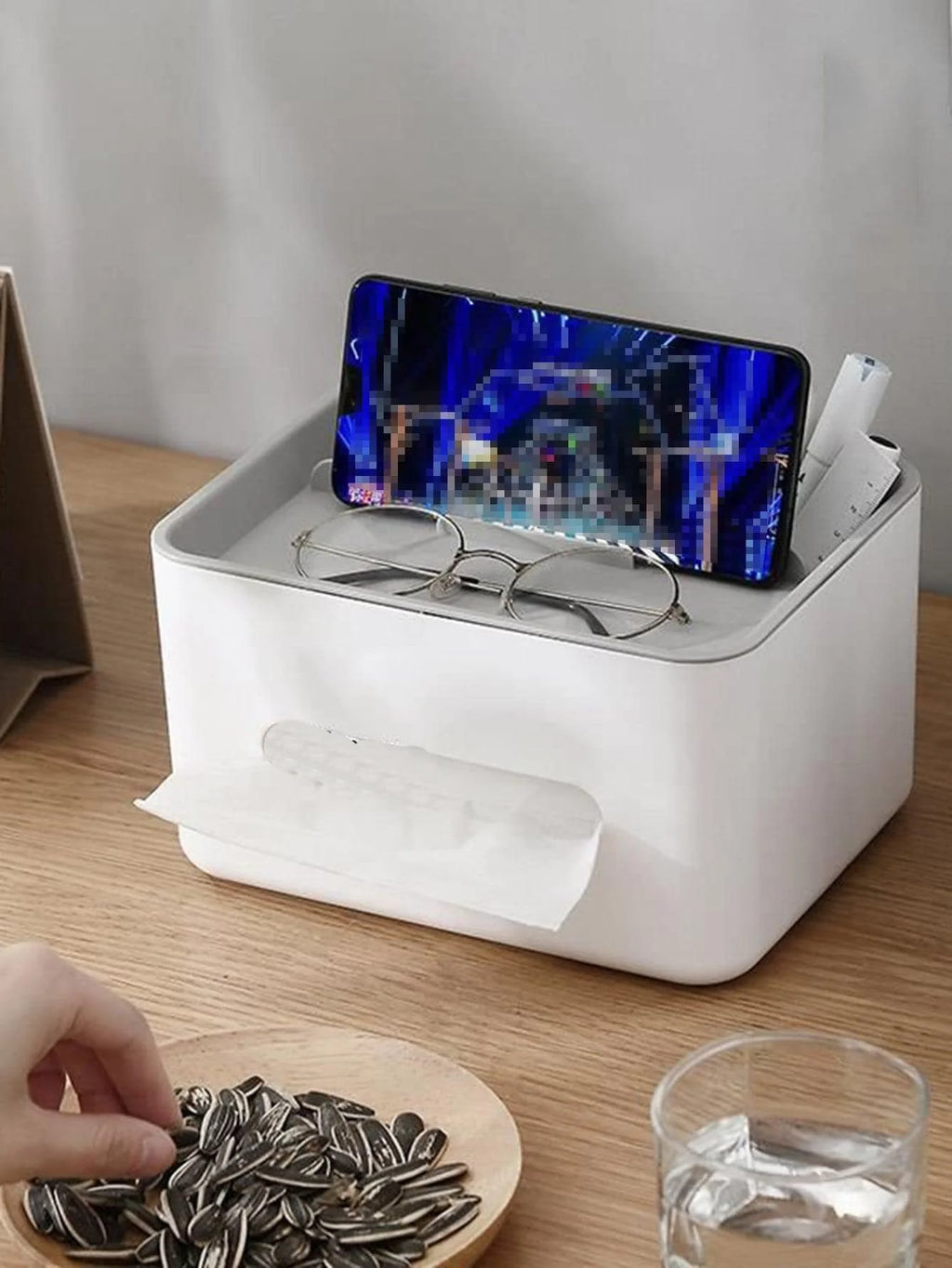 1pc- Gray Multifunctional Tissue Storage Box