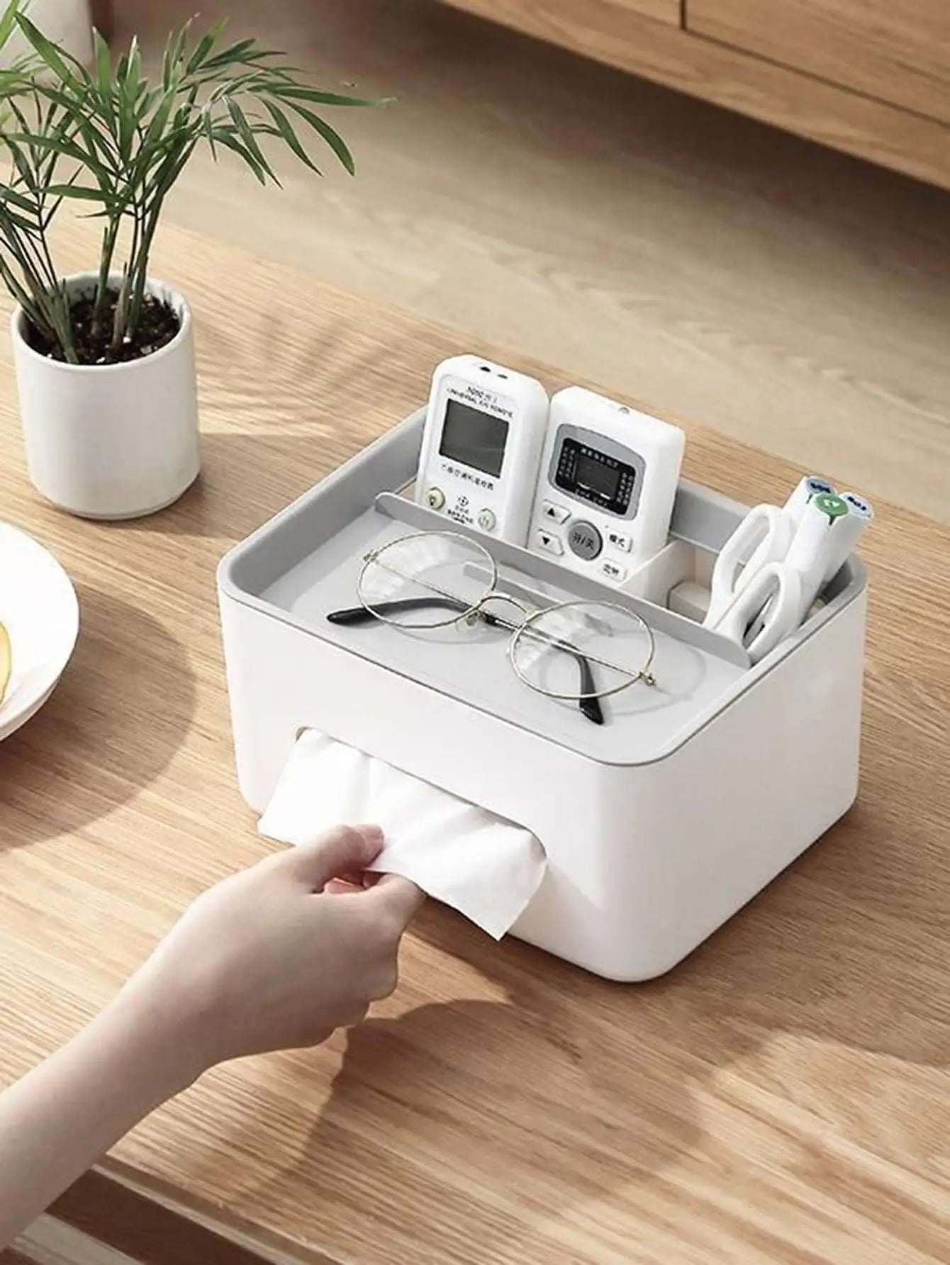 1pc- Gray Multifunctional Tissue Storage Box