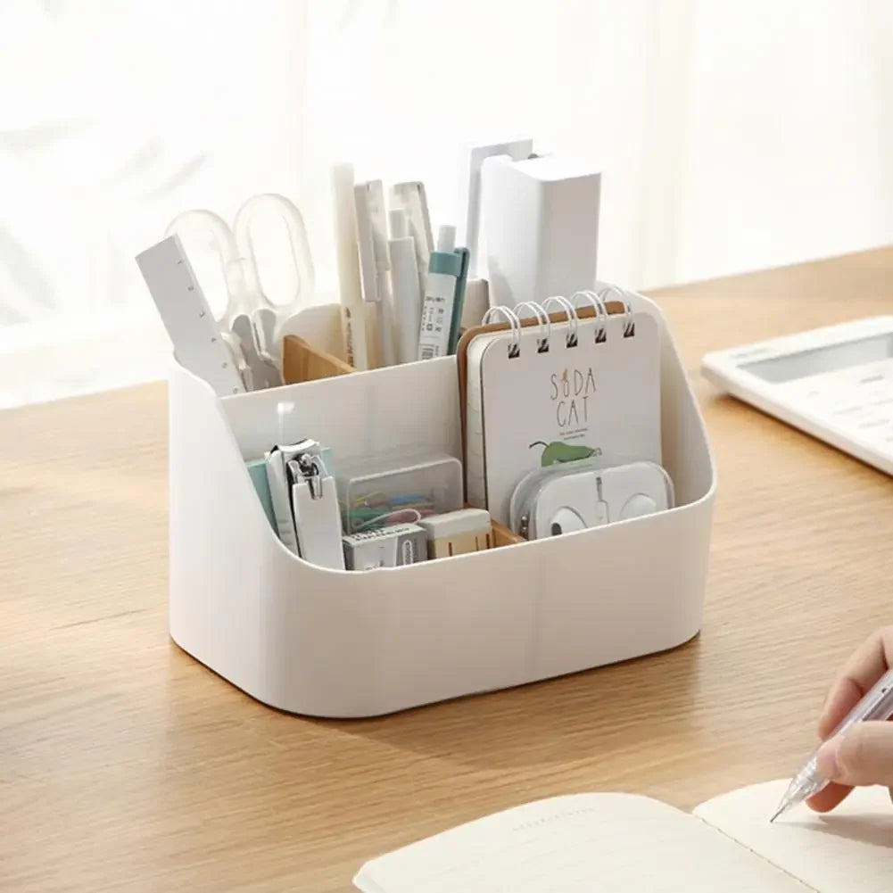 Desk Storage Box Office Supplies Box Makeup Cosmetic Desktop Organizer Plastic Storage Dividing Box for Office Living Room