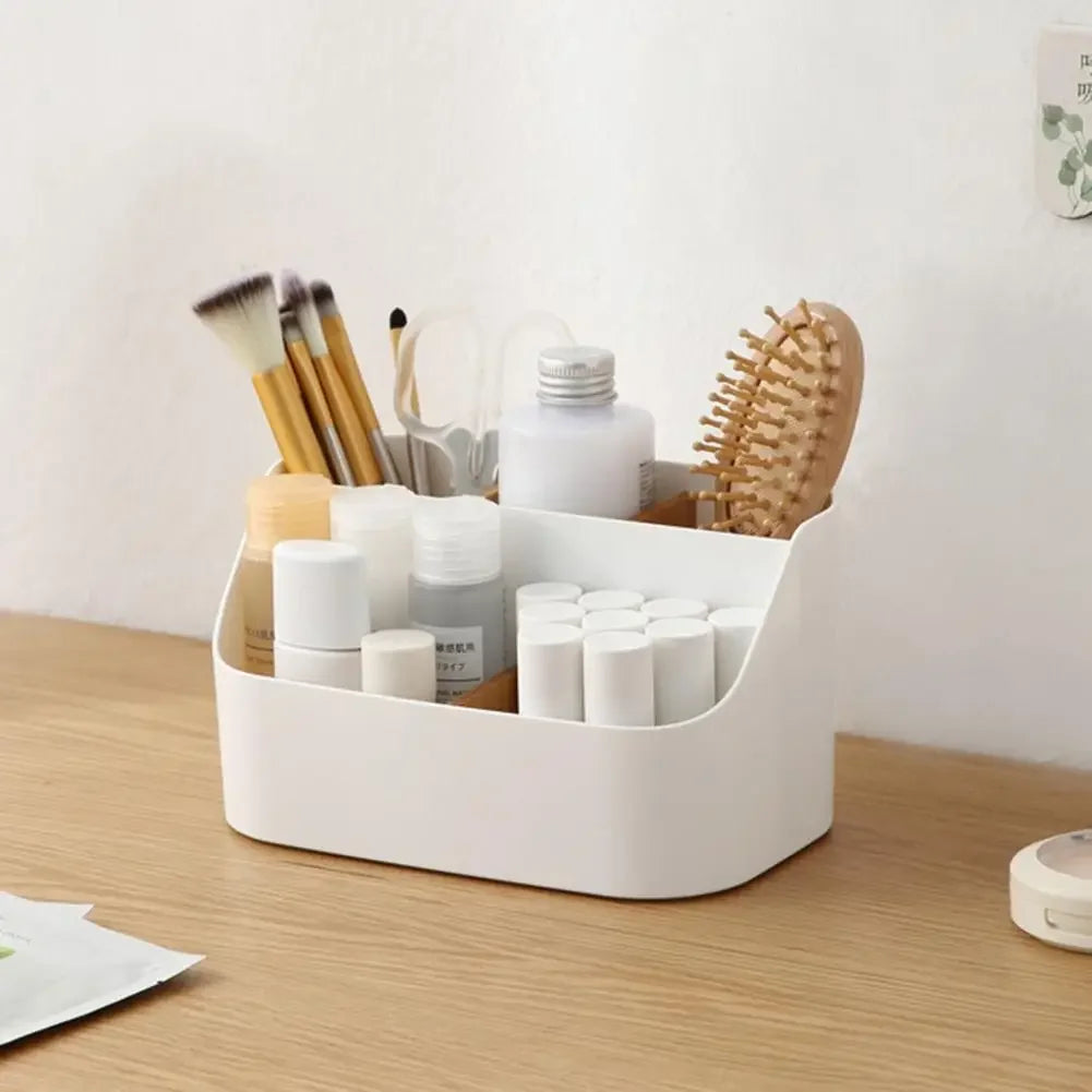 Desk Storage Box Office Supplies Box Makeup Cosmetic Desktop Organizer Plastic Storage Dividing Box for Office Living Room