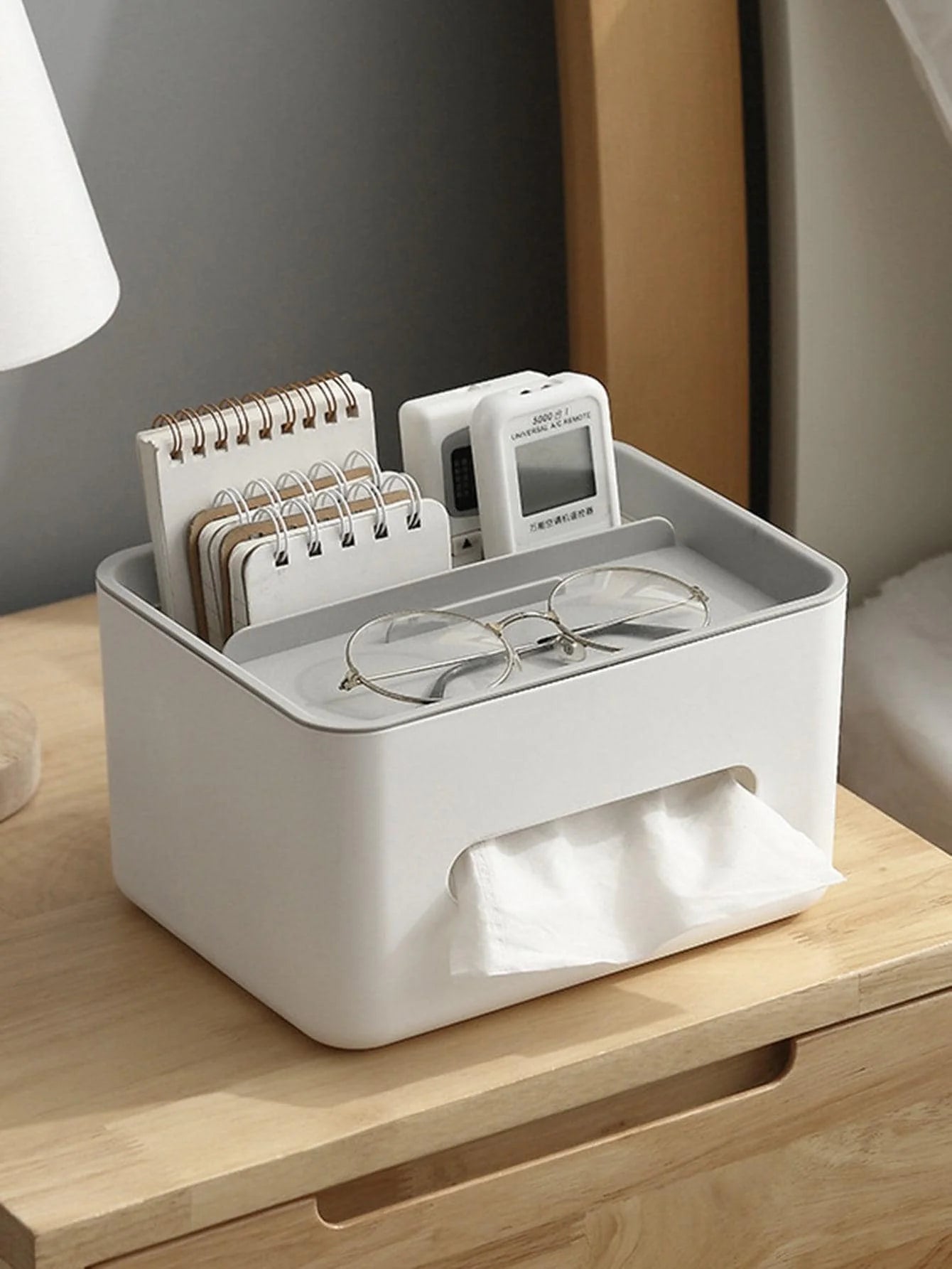 1pc- Gray Multifunctional Tissue Storage Box